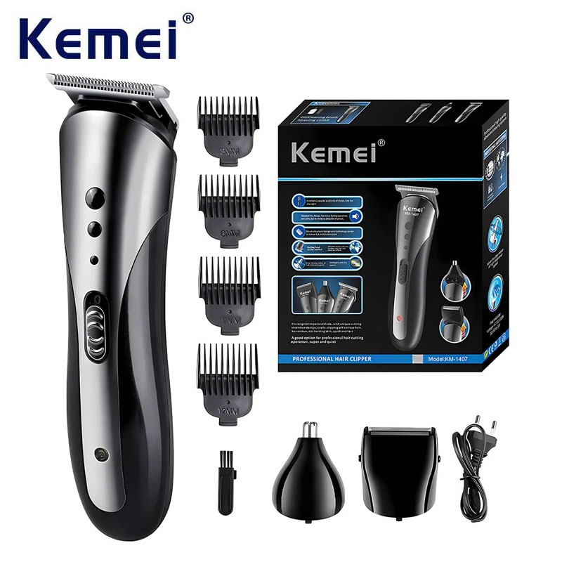 KEMEI Rechargeable Electric Nose Hair Clipper Multifunctional Men Hair Trimmer Professional Electric Shaver Beard Razor KM-1407