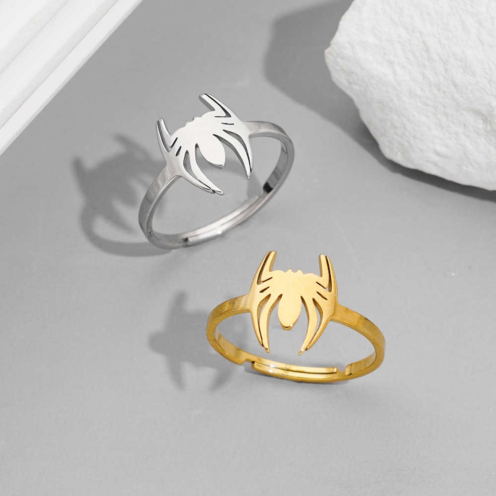 Stainless Steel Sweet and Cool Style Adjustable Spider Ring With Opening For Man and Women Personalized Accessories Not Fade