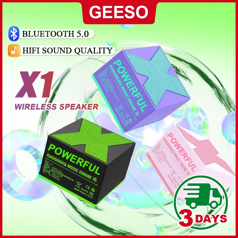 GEESO X1 Speaker Portable Bluetooth 5.0 Stereo Surround Mini Desktop Speaker Outdoor Subwoofer Loudspeaker Audio Player Speaker 蓝牙音箱 便携式 迷你小音响