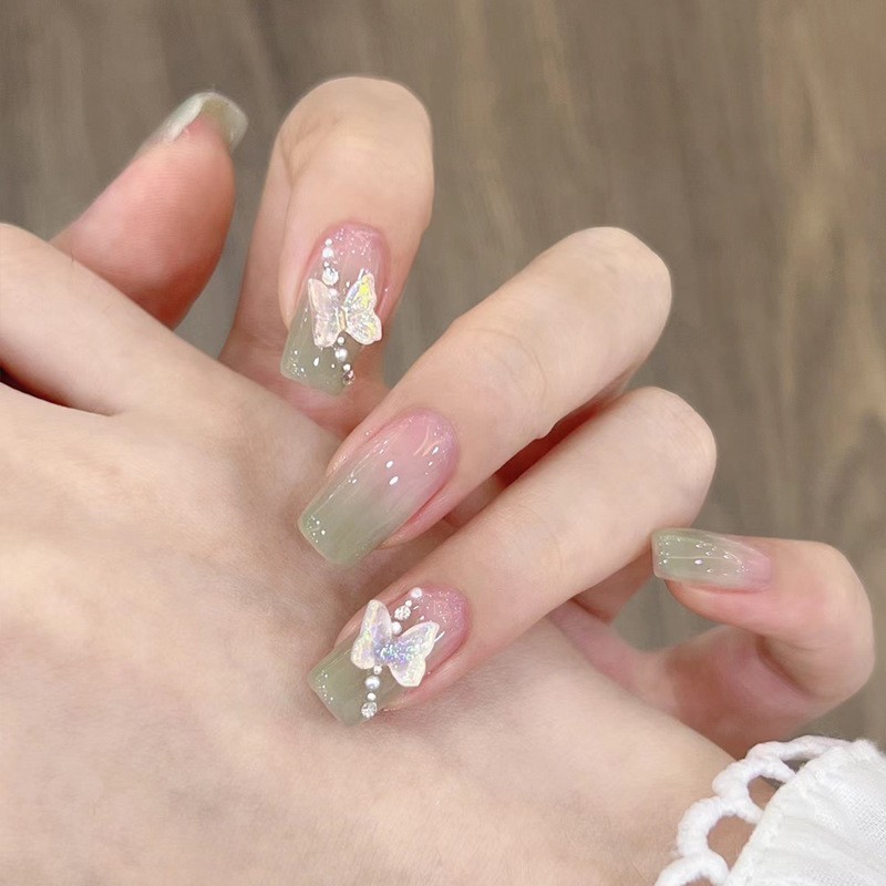 Light Luxury High-End Wearable Nails Spring Summer New Products Pure Handmade Fake Nail Patch Cat Eye Manicure Finished Product Long Medium Short Style Various Sizes