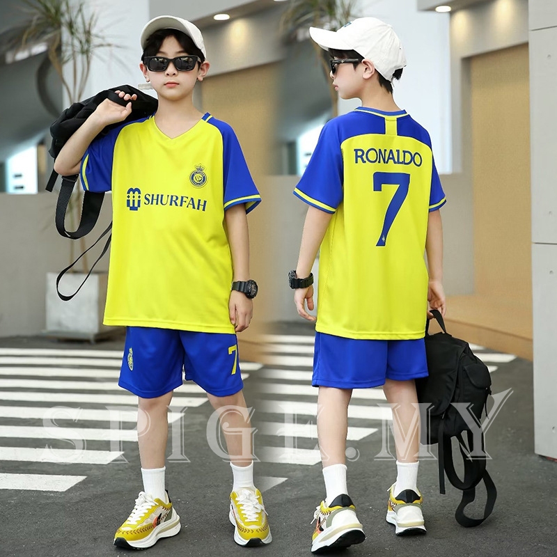 2023 Season Ronaldo Jersey Set Kids Football Uniform// Kualiti bagus baju seluar bola sepak kanak-kanak