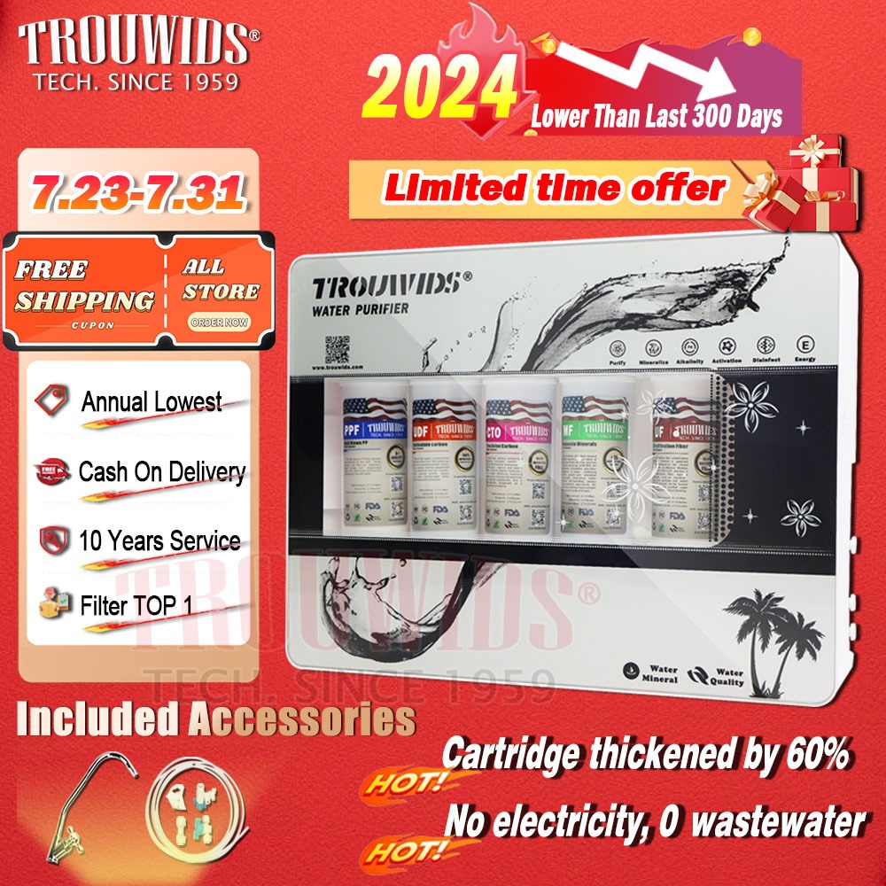 TROUWIDS Water Filter Indoor 6 Stage Ultrafiltration Penapis Air Tap Water Purifier