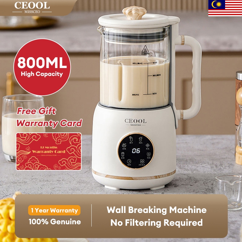 CEOOL Soybean Milk Machine 800ml Blender Multi Functional High Power Fruit and Vegetable Juicer Mixer Automatic Cleaning