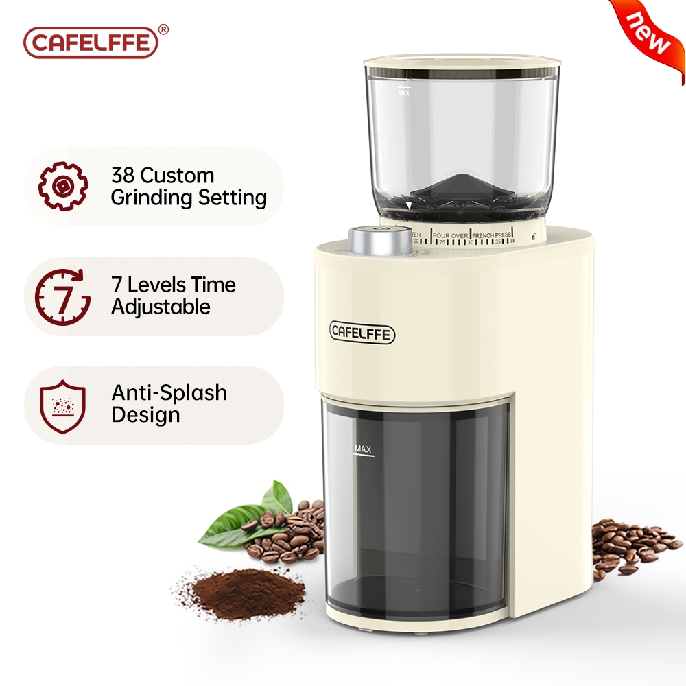 Cafelffe Conical Burr Coffee Grinder Adjustable Burr Mill With 38 Precise Grind Setting For Espresso/Drip/Pour Over/Cold Brew/French Press Coffee Maker