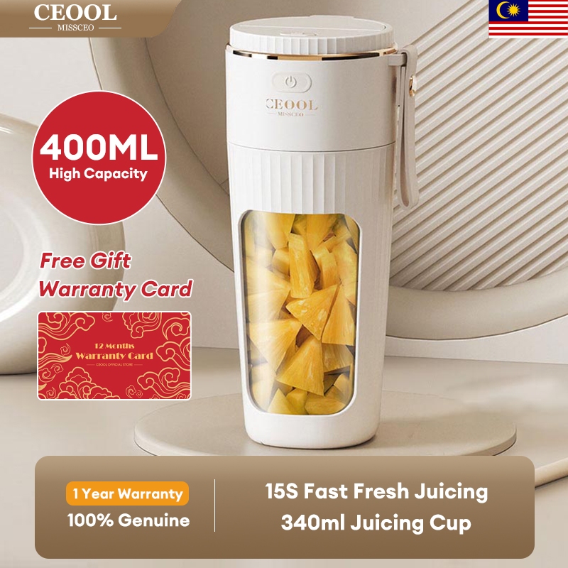 CEOOL Mini Juice Cup Portable Small Juice Machine USB Charging Dual-Battery Can Break Ice Cubes No Filtering Hand-held Grinder 340ml