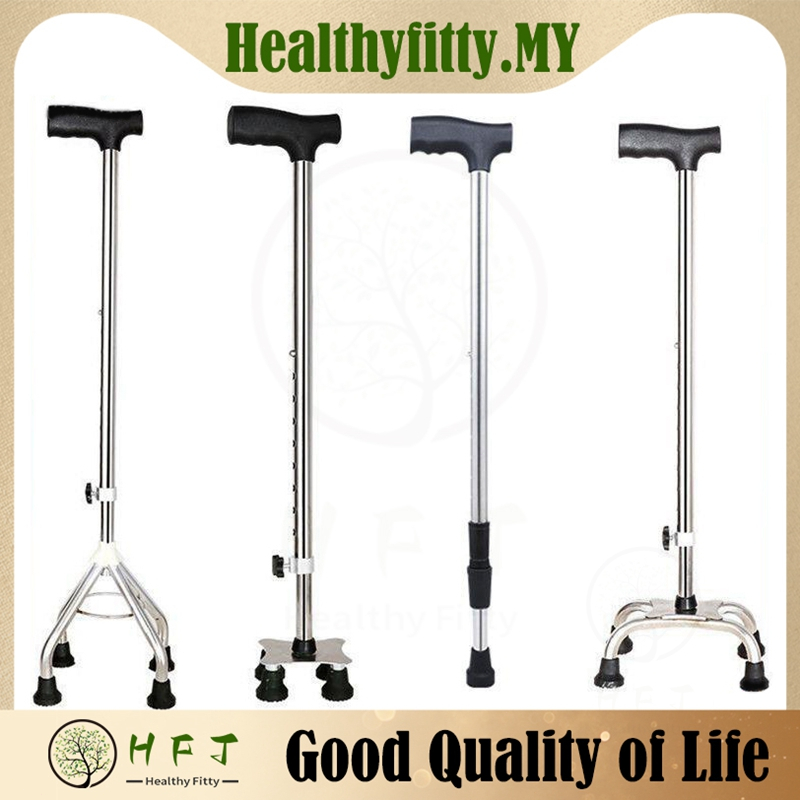 【Local shipment】Light Weight Aluminium Quad Cane Small Base Tongkat 4 Kaki Quadcane Crutch Walking Stick Walking Aid Mobility Stick height adjustable Four pole small base 【Local shipment】Light Weight Aluminium Quad Cane Small Base Tongkat 4 Kaki Quadcane