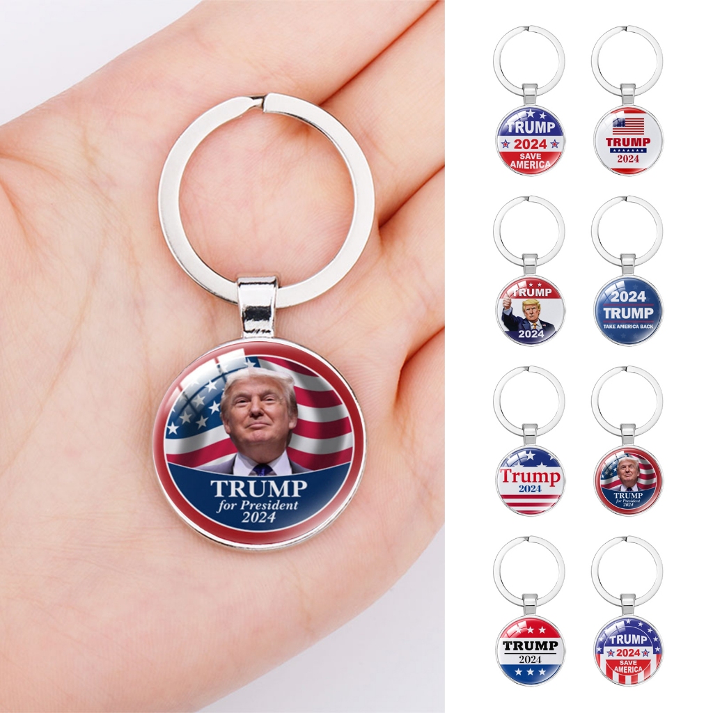 Trump 2024 Key-chain Funny Presidential Election Memorabilia Metal Key Organizer with MAGA Support Trump Acrylic Key-chain Unisex Gift