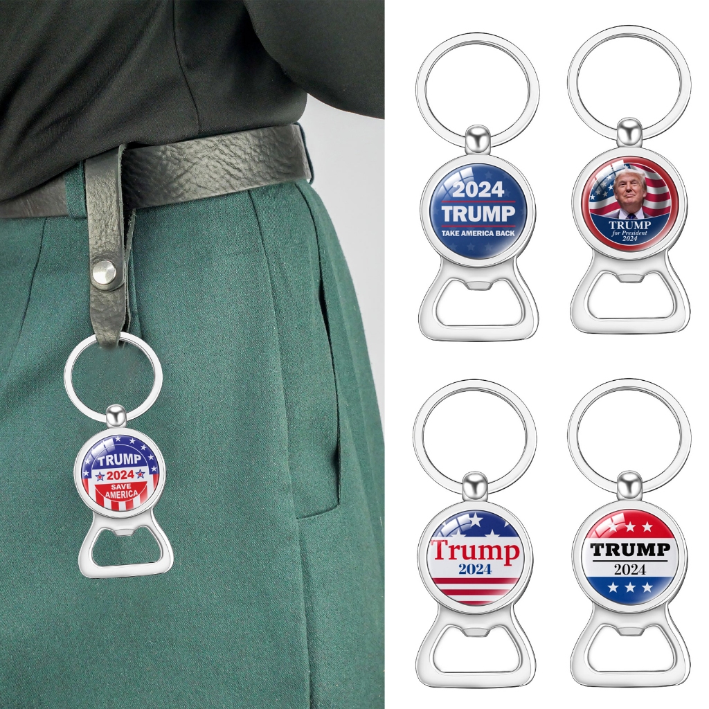 Donald Trump 2024 Take America Back Key-chain Charm and Bottle Opener Funny Presidential Election Souvenirs Metal Beer Bottle Opener Support Trump Metal Bottle Opener Unisex Gift