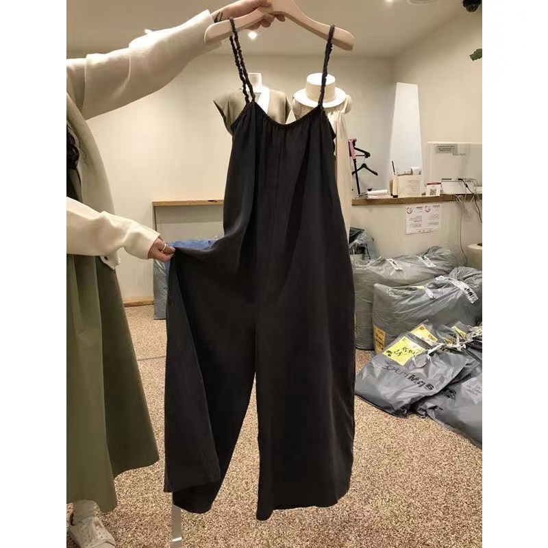 【Breathable Fabric 2 Clolors/45-150Kg/Plus Size】Actual Photo Casual Oversized Cotton Women Plus Size Jumpsuit Elastic