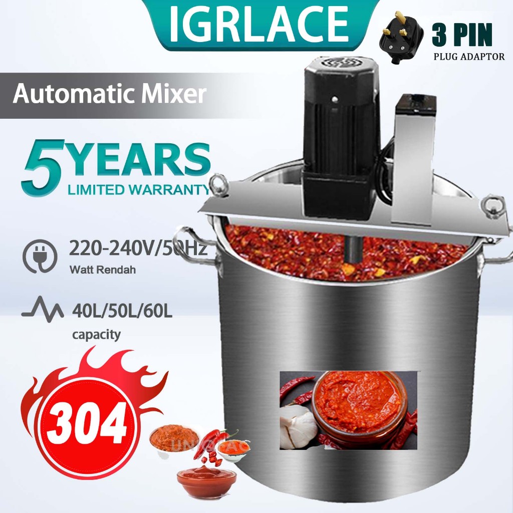 IGRLACE 40L/60L/80L/140LAutomatic Sauce Sambal Paste Pes Stir Frying Pot Stirrer Cooking Machine Mesin Pengacau Stirring Cooker Mixer 自动搅拌机/炒料机