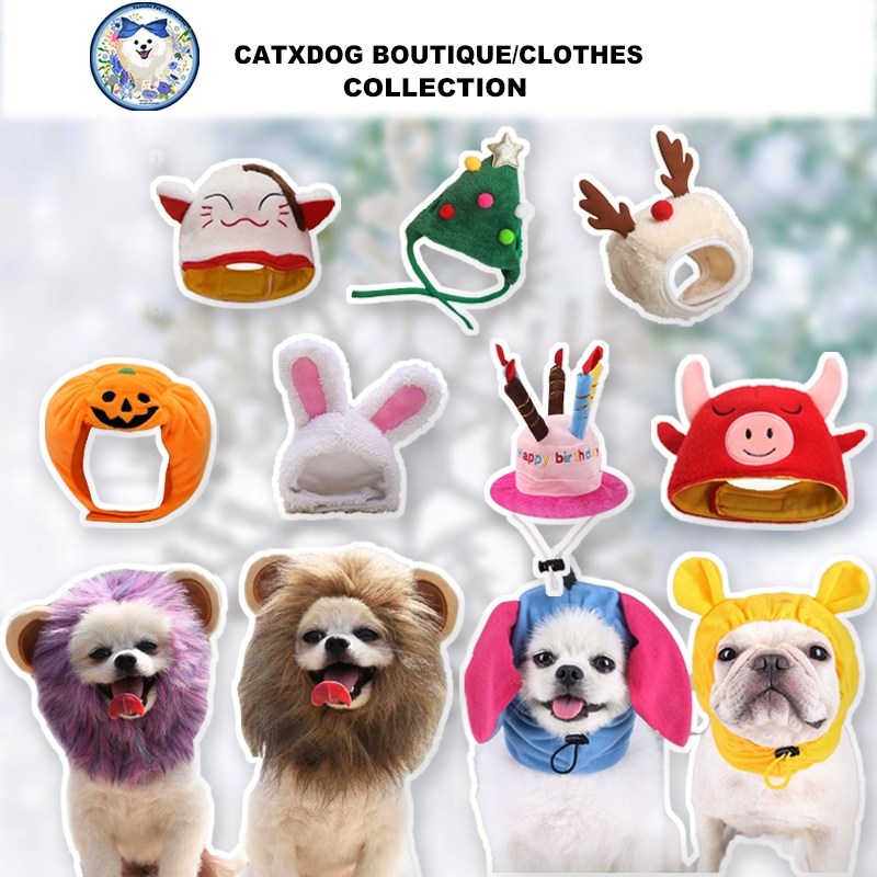 【Yuanzhs Pet】Cat Lion Headgear Topi singa kucing Pet Hat Puppy Headgear Cute Dog Cat Transformation Christmas Halloween Rabbit Ears Holiday Decoration Pet Funny Wig Christmas Dress Up Pet Costumes