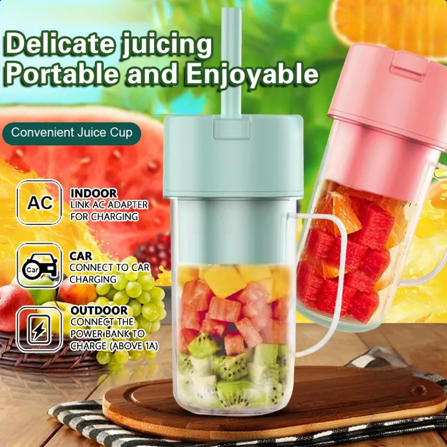 Local sellersPortable Electric Juicer Blender With Straw Mini Juicing Cup Household Fried Juice Vegetable Smoothie Milkshake 吸管榨汁杯