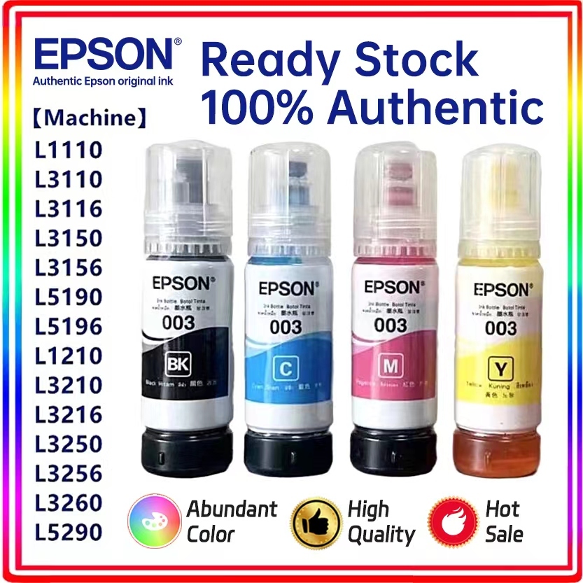 【Discount  voucher】in stock 100% Original 003 Ink BLACK 65ML REFIL INKL1110/L3110/L3150/L5190/L1210/L3210/