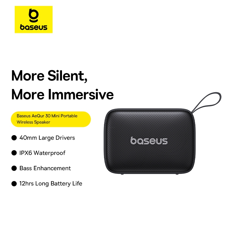 [Clearance Sale] Baseus AeQur 30 Mini Portable Wireless Speaker Big Volume IPX6 Waterproof Bluetooth 5.3 Bass Enhancement