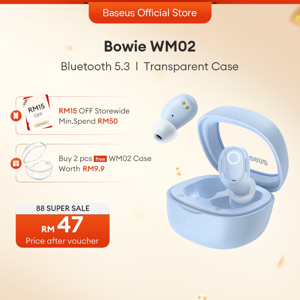 Baseus Bowie WM02 TWS Bluetooth Earphones Stereo Wireless 5.3