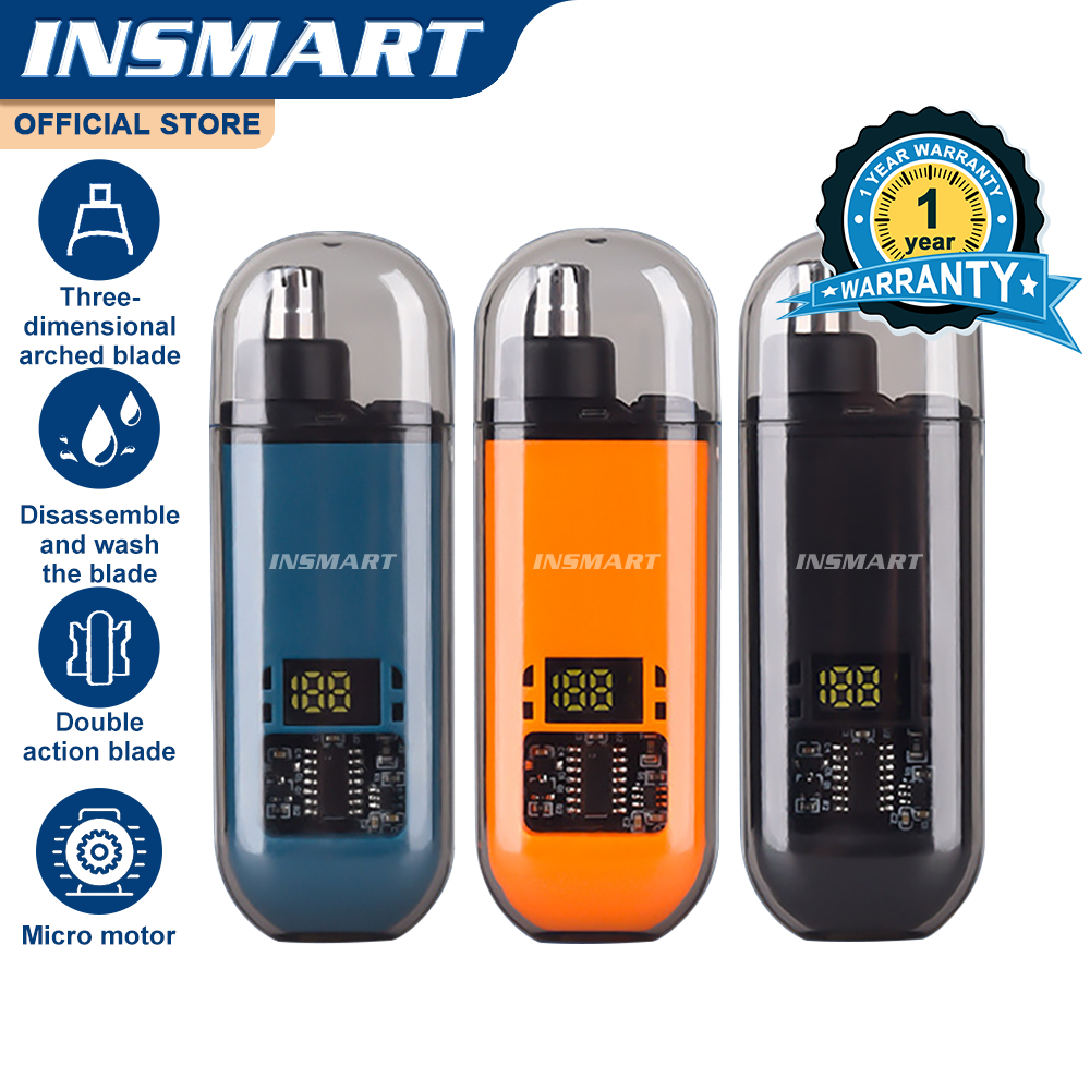 INSMART Mini Nose Hair Trimmer Rechargeable Electric Digital Display Nose Trimmer Hair Waterproof