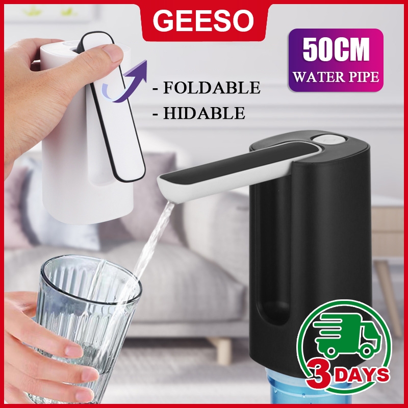 GEESO Automatic Water Dispenser Pump Foldable Hidden Water Outlet USB Charging Rechargeable Portable Water Bottle Dispenser Pump With 50CM Water Pipe 可折叠抽水器 电动饮水泵