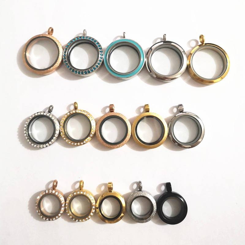 DIY 20mm/38mm 316L Floating Locket Memory Glass Pendant Necklace Stainless Steel Locket Charm Jewelry