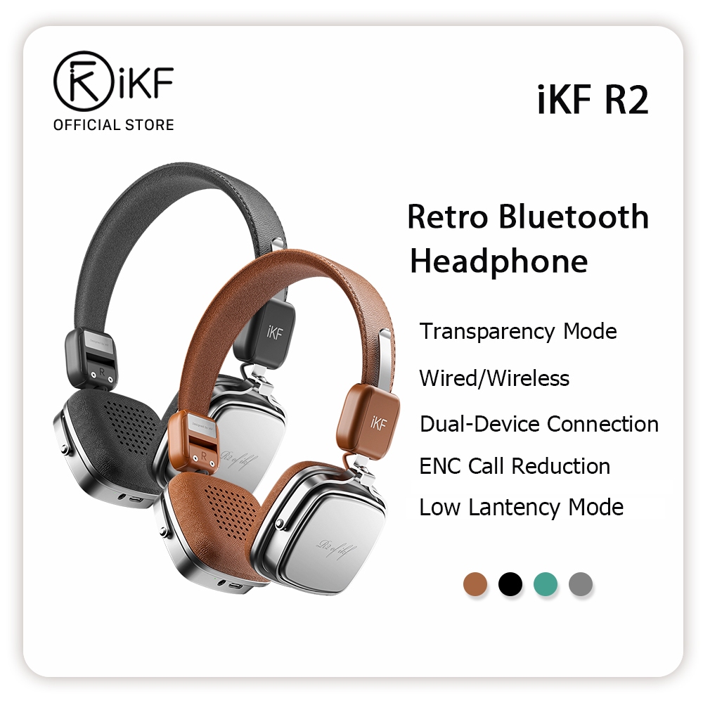 iKF R2 Wireless On-Ear Headphones Retro Wired Headset 60H Playtime Bluetooth V5.4 Multipoint Connect