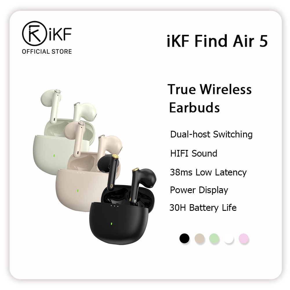 iKF Find Air5 Bluetooth Earbuds Wireless Noise Cancellation HiFi Sound Dual Host Bluetooth V5.3，30 Hours Of Sustained Exercise And Playtime， Ultra Long Standby In-Ear Earphone