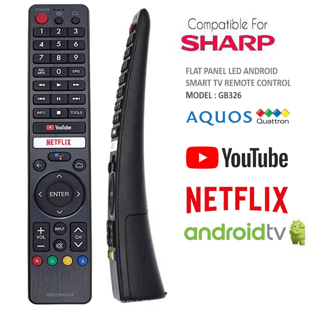 Replacement Remote Control for Sharp Youtube Netflix LED/Android Smart TV,without voice Remote Control