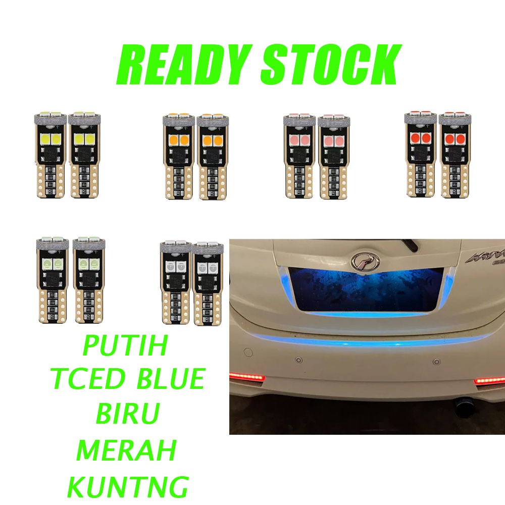 led nombor plate kereta putih atau iced blue biru kuning merah Hijau