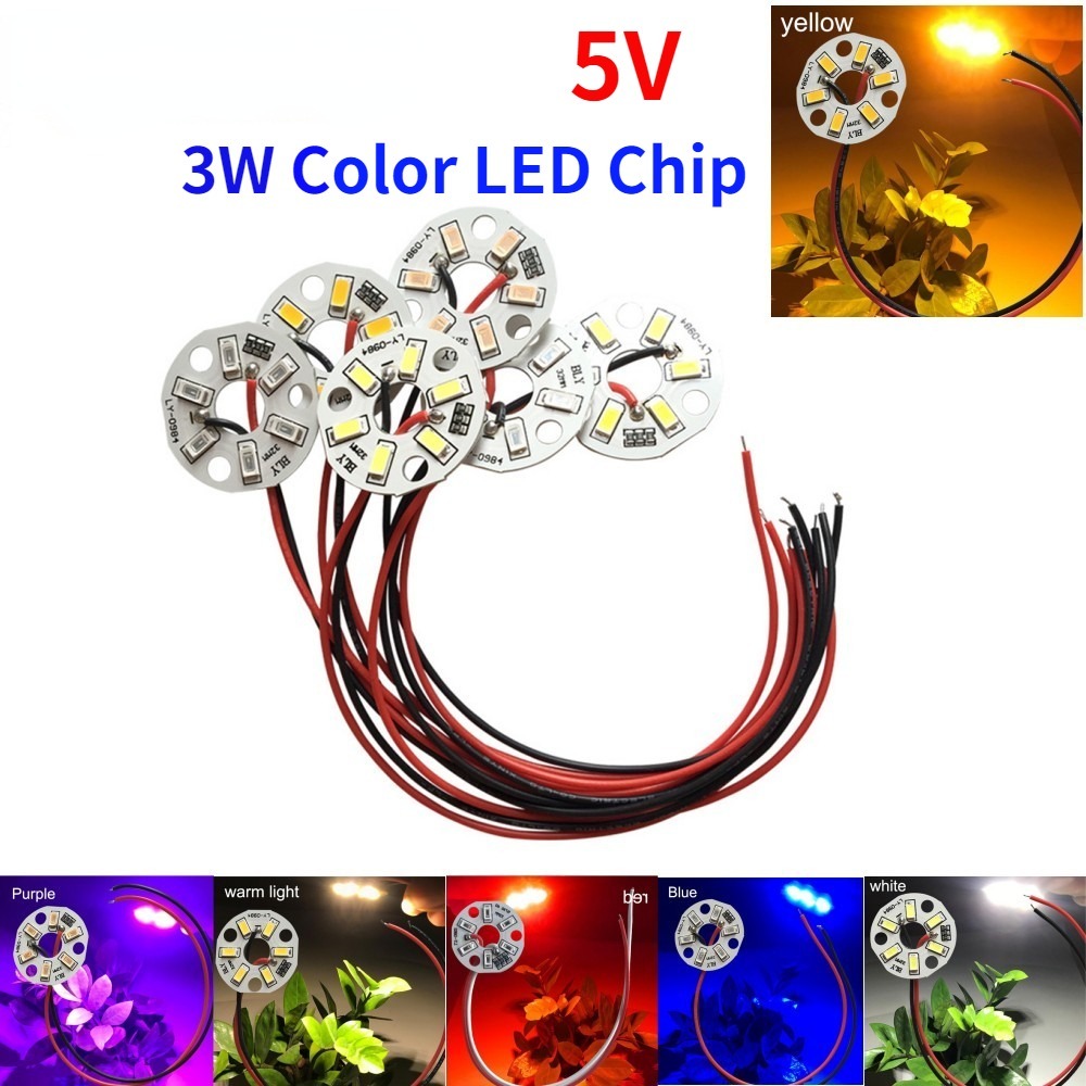 3W Color LED Chip Bead Lights Board Bulb Round Transformation Light Source Dia 32MM Green Blue Red Purple White Lamp 5V