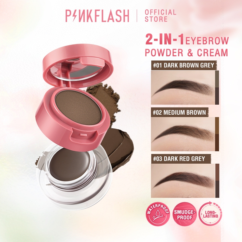 PINKFLASH 2 in 1 Duo Effect Eyebrow Cream Powder Gel Pomade Eyeliner Waterproof Smudge-proof High Pigment Lasting Multi-uses Eyebrow Pencil