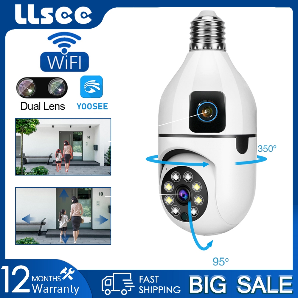 LLSEE YOOSEE 4MP WIFI Wireless Indoor Mini Camera E27 Bulb CCTV Camera Dual Screen Smart Home Security Color Night Vision Bidirectional Call Mobile Tracking