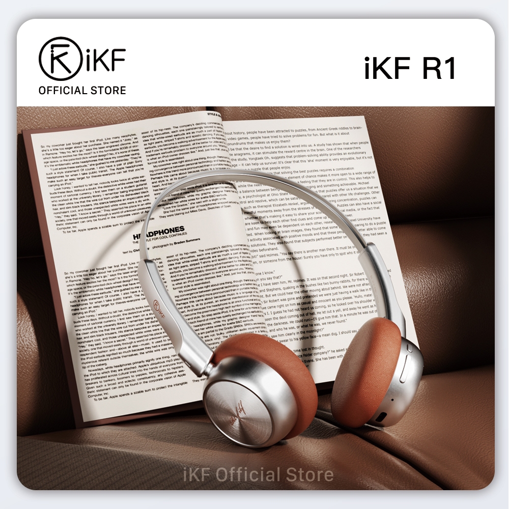 iKF R1/R1-POP Retro Headphones Bluetooth HiFi Wireless Built-in Mic Vintage Lightweight Dual-Device APP Custom OOTD for iOS/Andriod