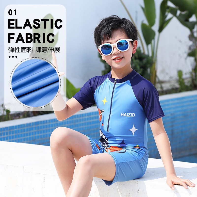 New cute cartoon children's swimsuit for boys, girls, small, medium, and large children, baby one-piece swimming Clothing