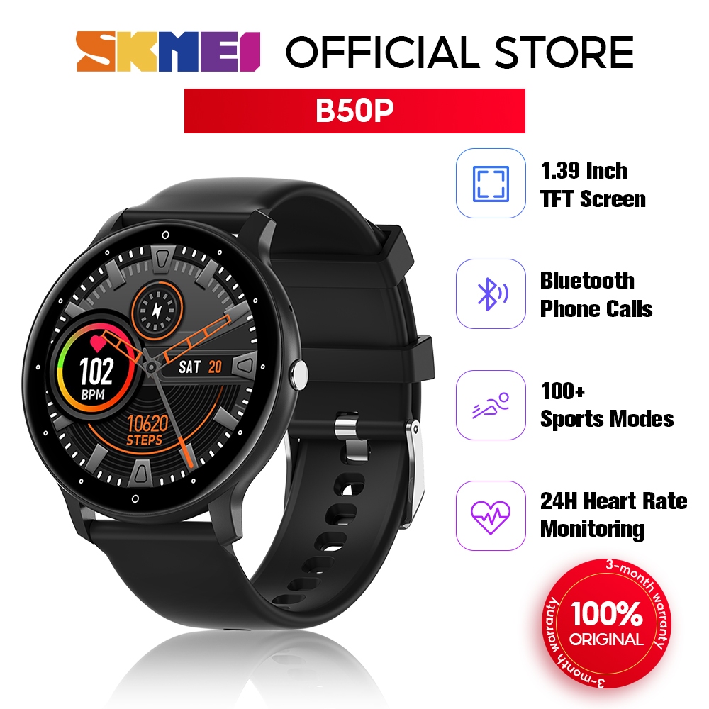 SKMEI Smart Watch Bluetooth Phone Call Waterproof Fitness Tracker Full Touch Screen Heart Rate Multifunctional Sport Running Watch Jam Tangan Lelaki Original Telefon Blood Pressure Monitor Bluetooth For Android iOS