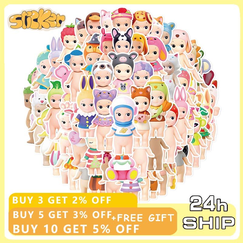 60pcs Sonny Angel Christmas Warm Healing Doll Graffiti Sticker Car Trunk Water Cup Kawaii Sticker