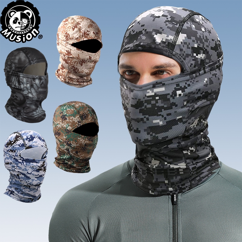 Musion Camo Balaclava Airsoft Full Face Mask Quick Dry Paintball Robber Mask Ski Mask Balaklava Penutup Kepala Lelaki for Cycling