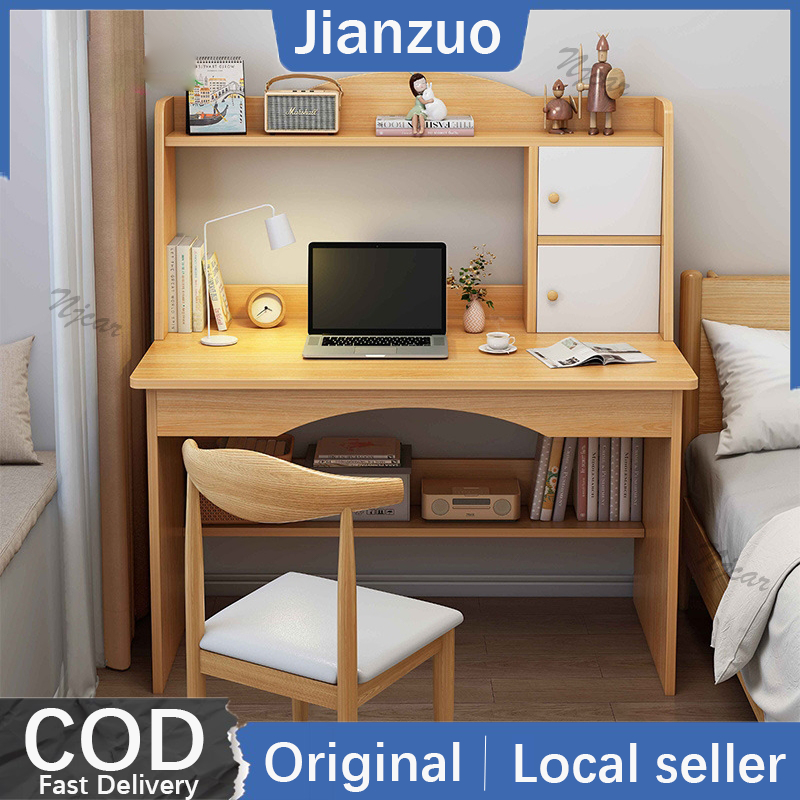 Jianzuo Computer Table Meja belajar Student Study Desk With Book Shelf Table With Storage Rack Office Kids Writing Desk Meja