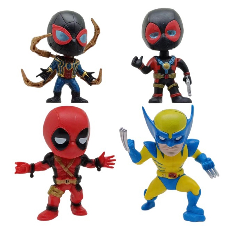 4Pcs/Set Deadpool & Wolverine Action Figure Toy Deadpool 3 Super Hero Model Doll Figurine Kids Gift