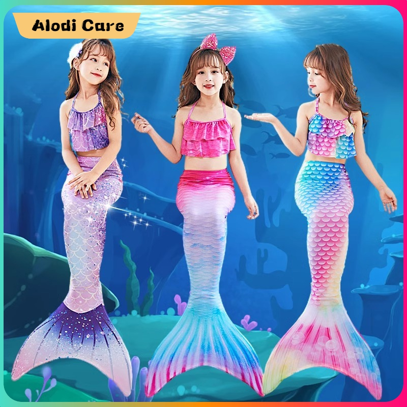 Mermaid Costume Tail Baby Girl Swimming Suit Kids Girl Baju Renang Budak Perempuan 美人魚泳衣