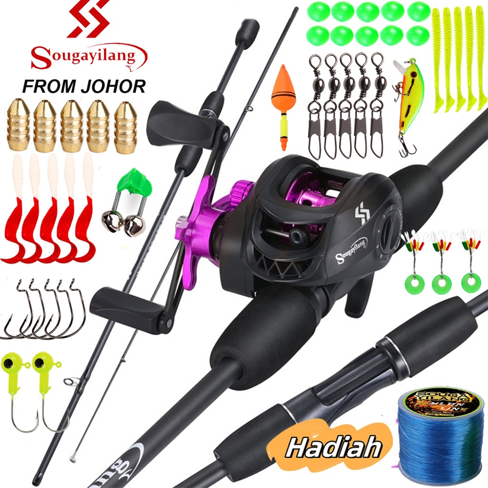 Sougayilang Casting Set 7.2:1 Reel Bc Fishing Rod Ul Carbon Complete Set (1.8M/5-10lb)