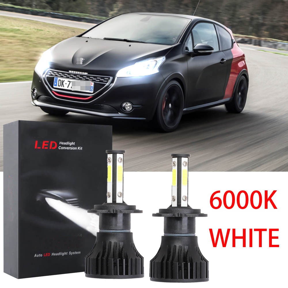 FOR Peugeot 208, year 2013 - 2019 (100% Head Lamp) - Front LED Headlight Bulbs 6000K 12V-32V Bright White Qty2 (1 Pair) Replace Halogen