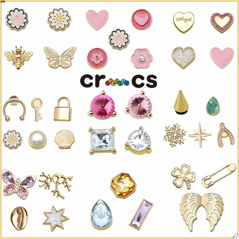 Jibbicz Cross Metal Shoe Buckles Shoe Accessories High Quality Decorative Gemstone Butterfly Creative Shoe Jewelry