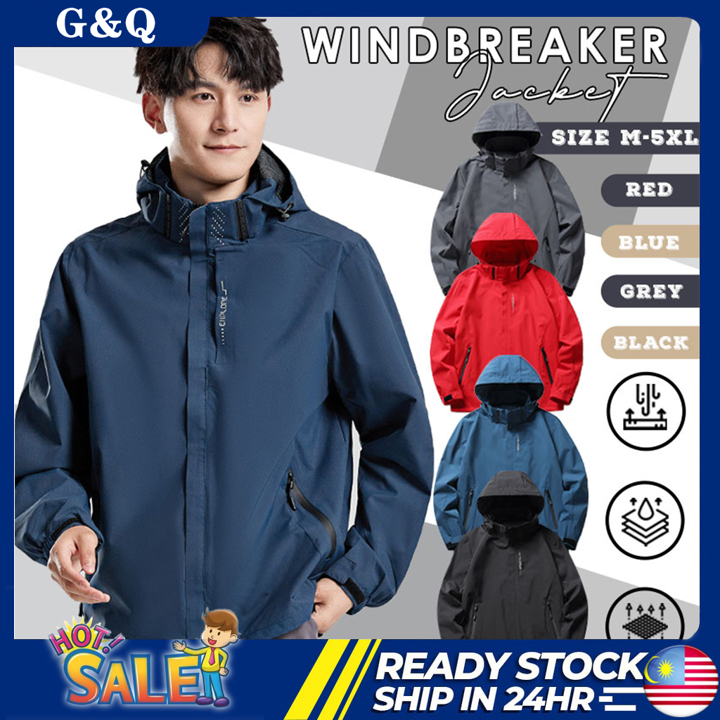 [Can Remove Hood]Outdoor Waterproof Jacket Windbreaker Bomber Windproof Jaket Kalis Air Jaket Rider