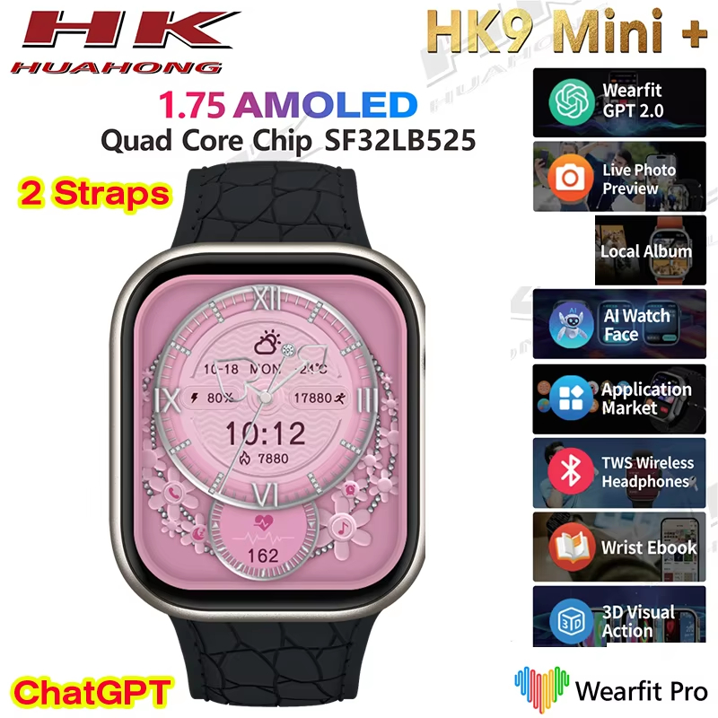 AMOLED HK9 Mini+ Plus 41mm Smart Watch Women ChatGPT NFC Compass Voice Asisstant Sports Bluetooth Call Music Plus Smartwatch Men