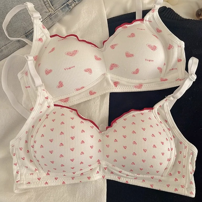Sweet Love Underwear Female Small Breasts Gathering No Steel Ring Comfortable Student High School Students Breathable Triangle Cup Bra