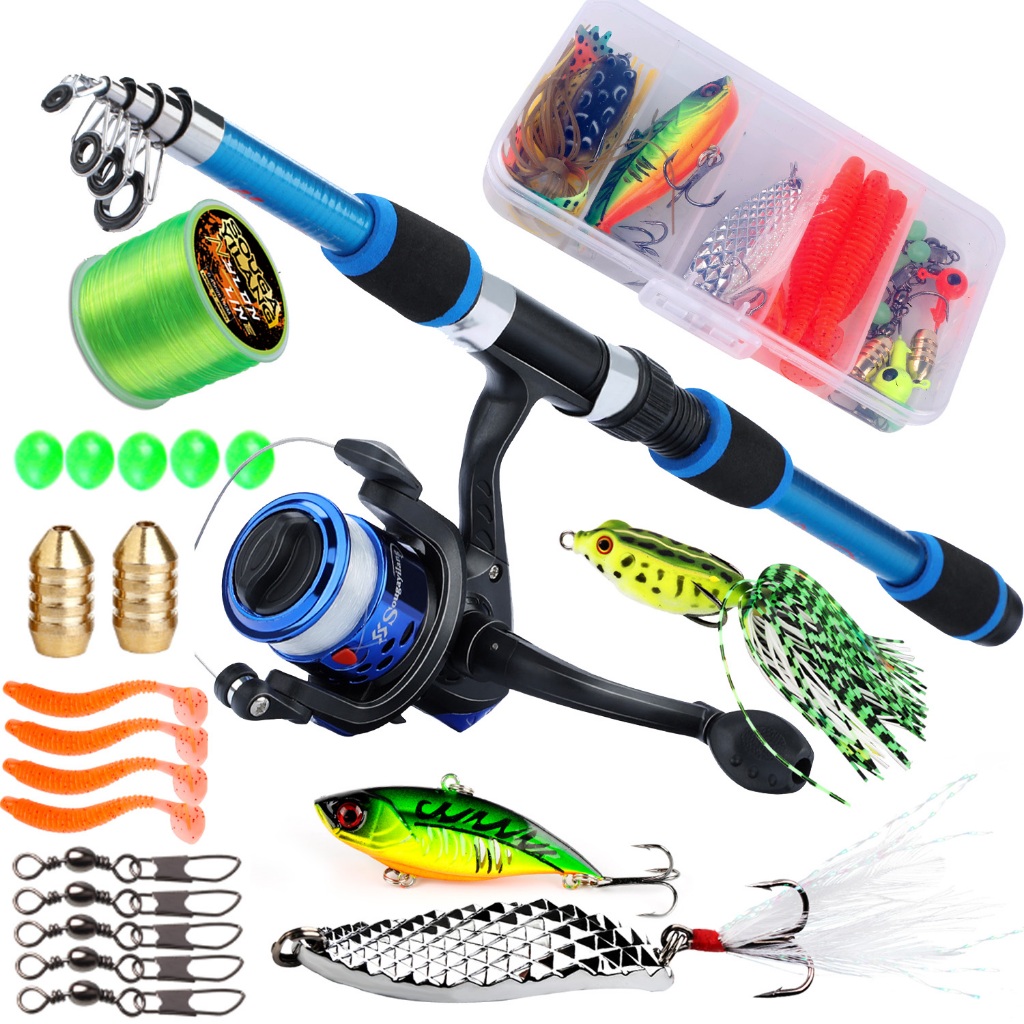 Sougayilang Telescopic Fishing Rod and Spinning Fishing Reel Set  For Saltwater/Freshwater (1.8M)