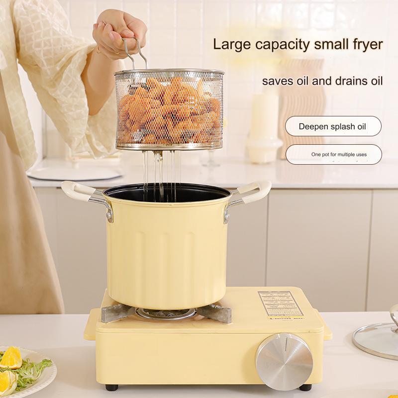 [In Stock] Deep Fryer Pot Easy to Clean with Basket Japanese Frying Pot for Camping Home Party Restaurant Dried