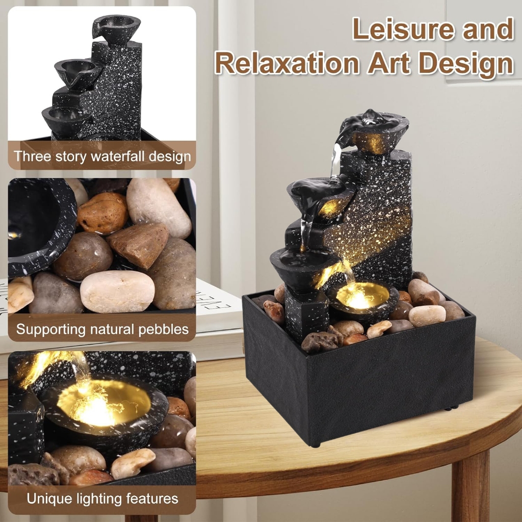 Creative USB Water Fountain Desktop Flowing Water Waterfall With Led Light Money-making Flowing Water Ornaments Landscape Decorations
