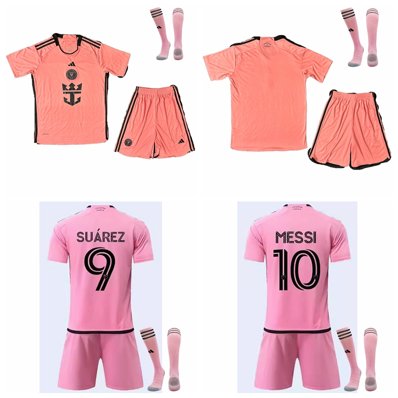 2024-25 Season Inter Miami CF Home Kids Adult Jersey Sets Luis Suarez Lionel Messi Football Sports Shirt & Shorts Kits With Socks