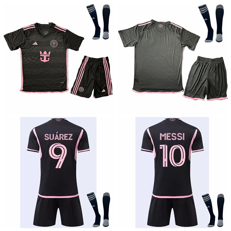 2024-25 Season Inter Miami CF Away Kids Adult Jersey Sets Luis Suarez Lionel Messi Football Sports Shirt & Shorts Kits With Socks