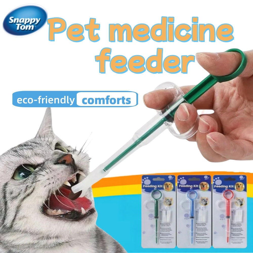 Carty Pet Syringe Medicine Feeder Cat Pills Capsule Tablet Injector Syringe Kucing Beri Ubat Pill Feeding Kits  Kucing, Dog, Puppy,Vet