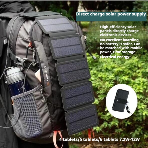 4% off 5% off 6% off Outdoor Solar Charger 12W Single Crystal Folding Bag Portable Universal Digital Product Charging Solar Folding Bag DIY Photovoltaic Panel Outdoor Solar Power Bank Outdoor Charging